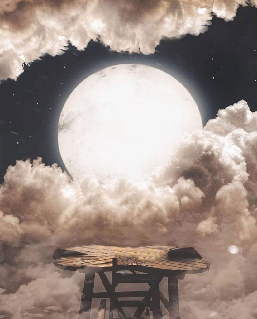 Full Moon and Sky CB Background Free Stock Image