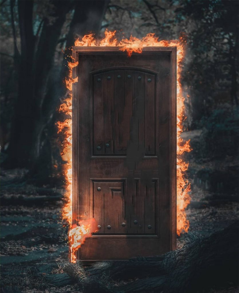 Burning Door Cb Background Free Stock Image