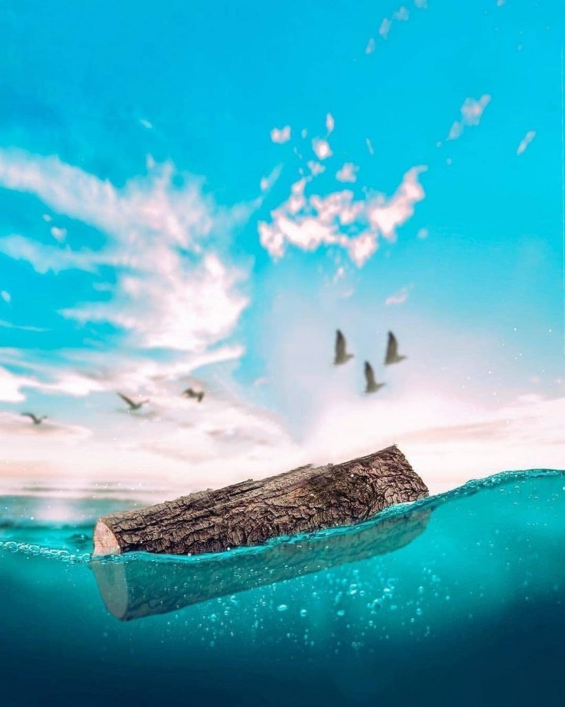 Blur Blue Sky With Floating Wood PicsArt Background Free Stock Image