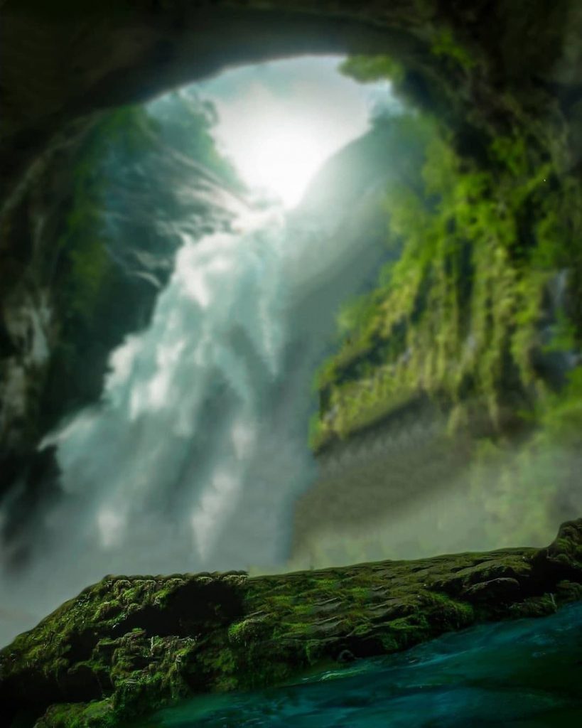 Blur Waterfal Nature PicsArt Background Free Stock Image