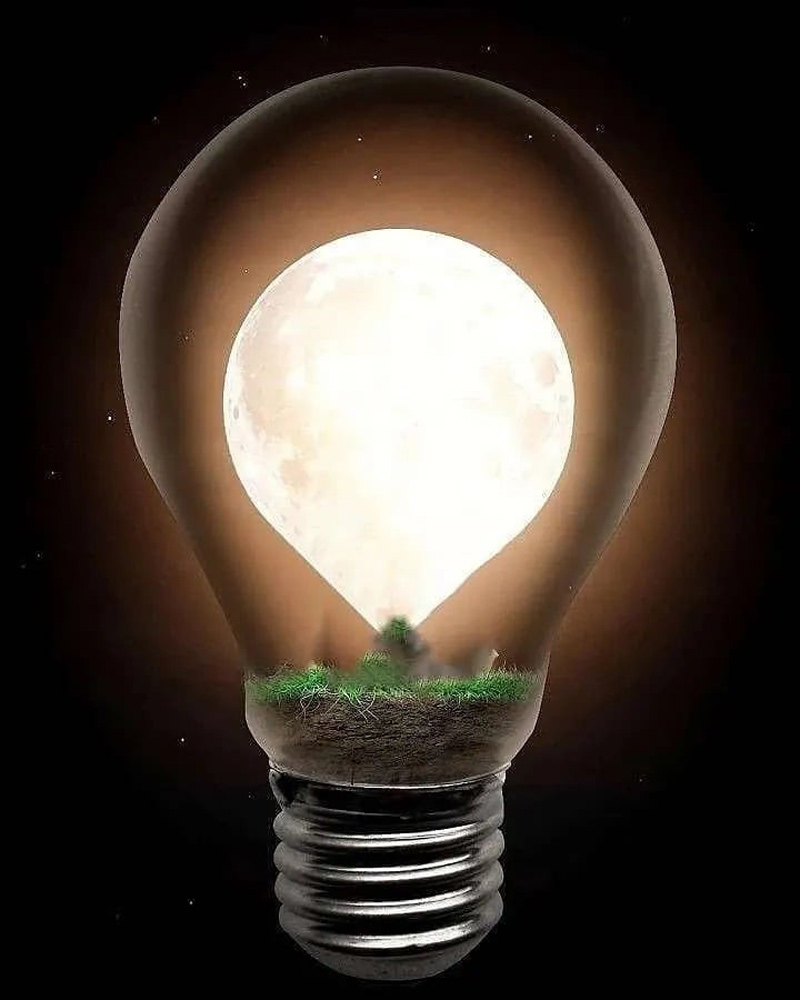 Moon In The Bulb PicsArt Background Free Stock Image