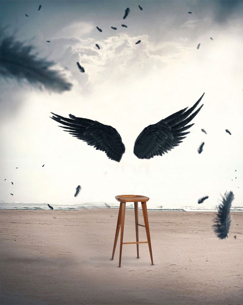 Flying Black Feathers CB Background Free Stock Image