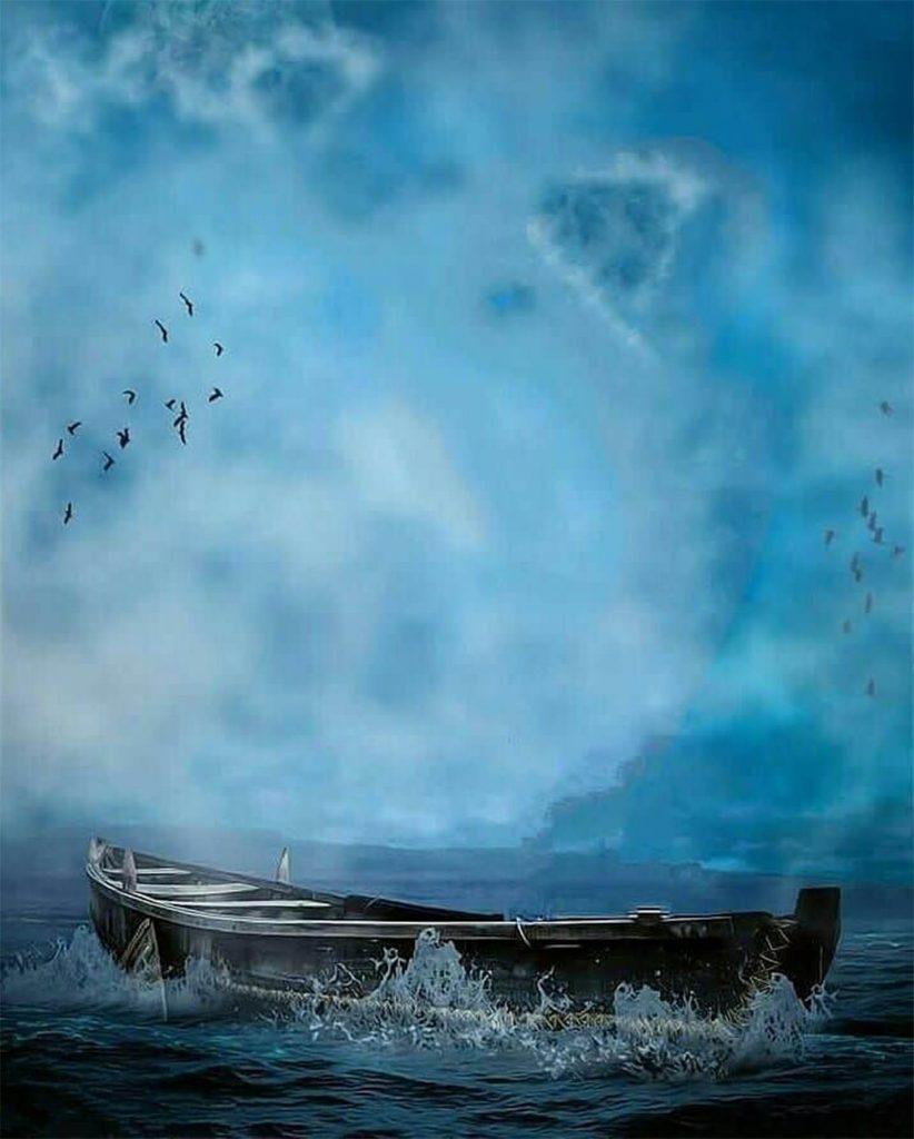 Boat Under Ocean PicsArt Background Free Stock Image