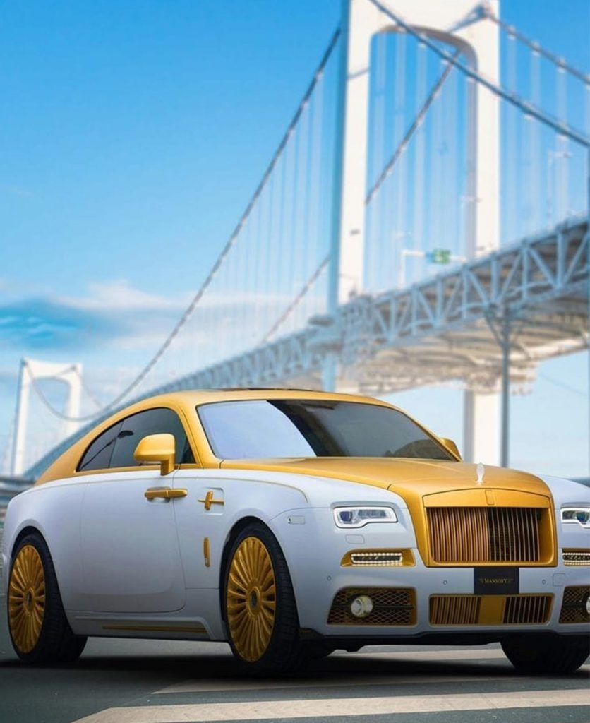 White and Gold Luxury Car CB Background Free Stock Image