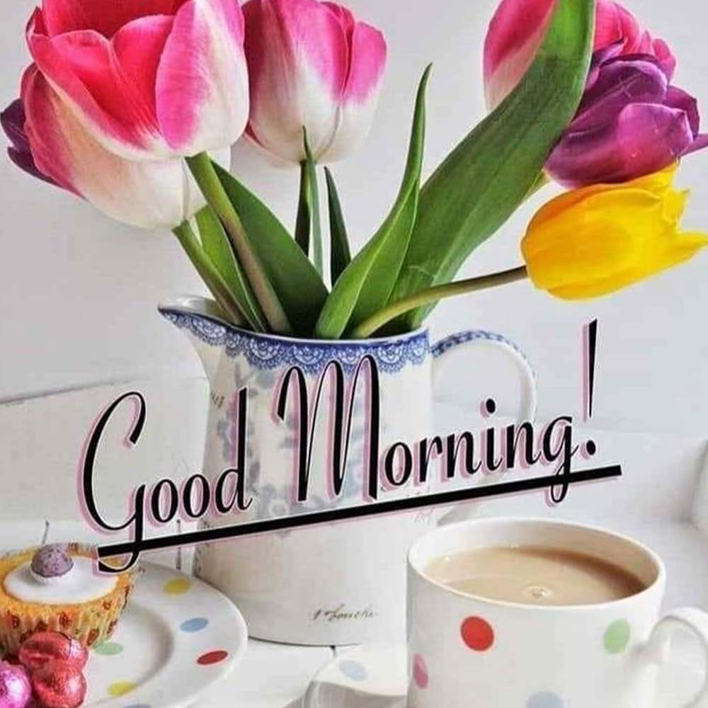 Tea Cake Good Morning Image With Beautiful Flower