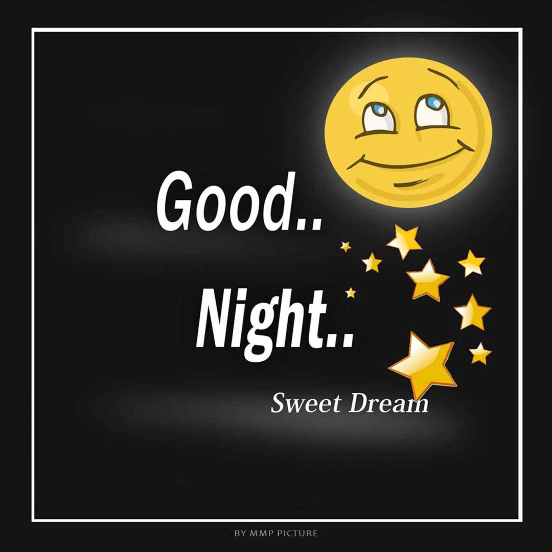Emoji Good Night Image For WhatsApp Black Color
